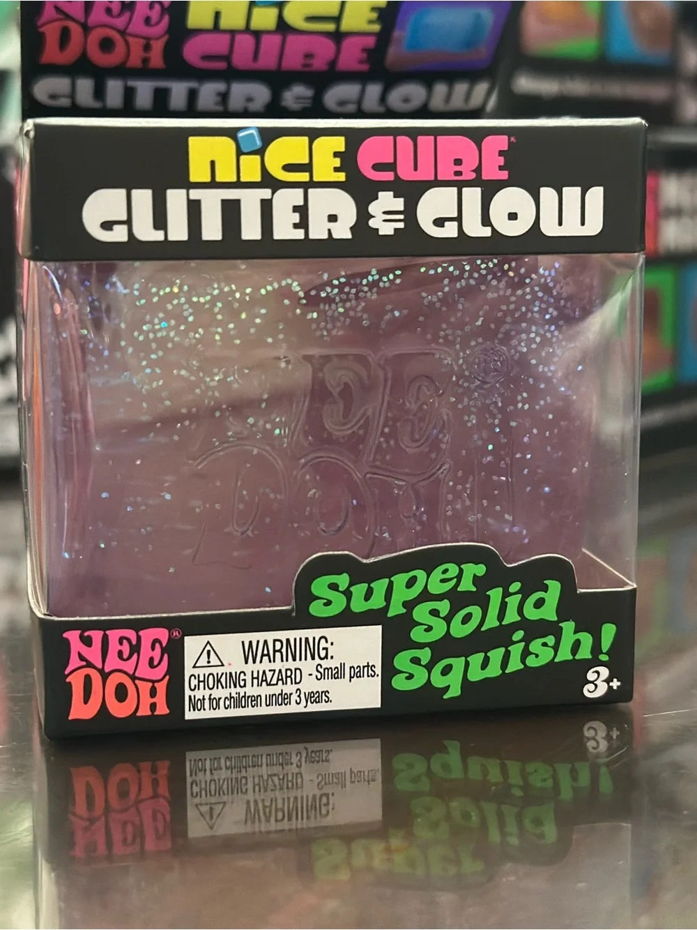 NeeDoh Nice Cube Glitter & Glow Super Solid Squish - Purple